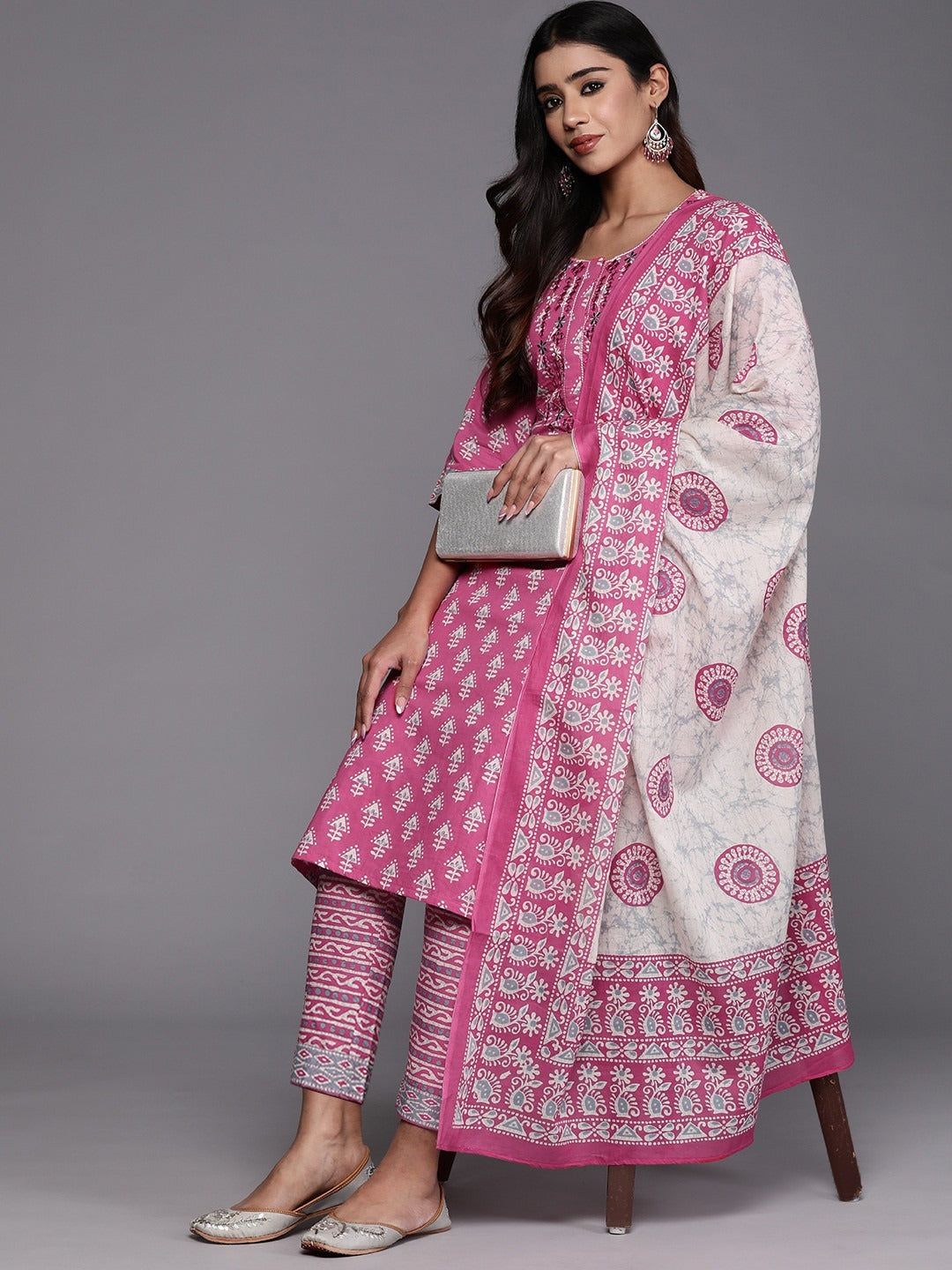 Cotton Printed Kurti Pant Dupatta Set