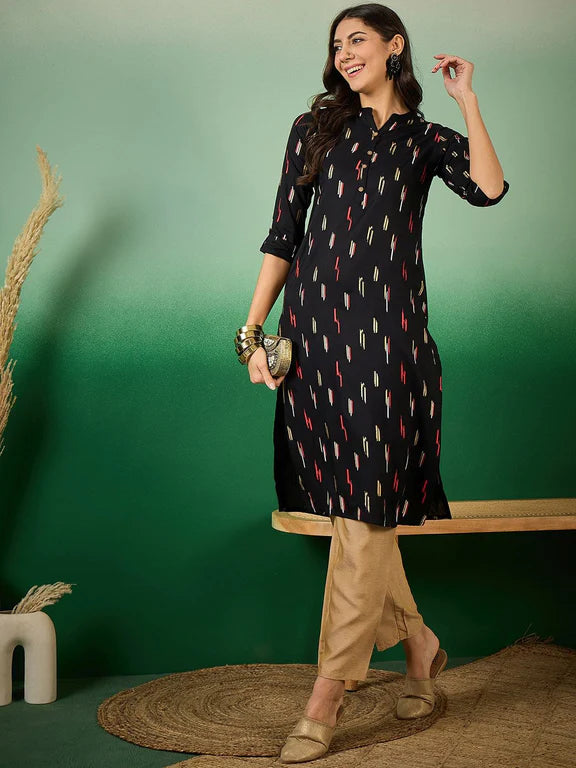 Midnight Onyx Artisan Rayon Kurti