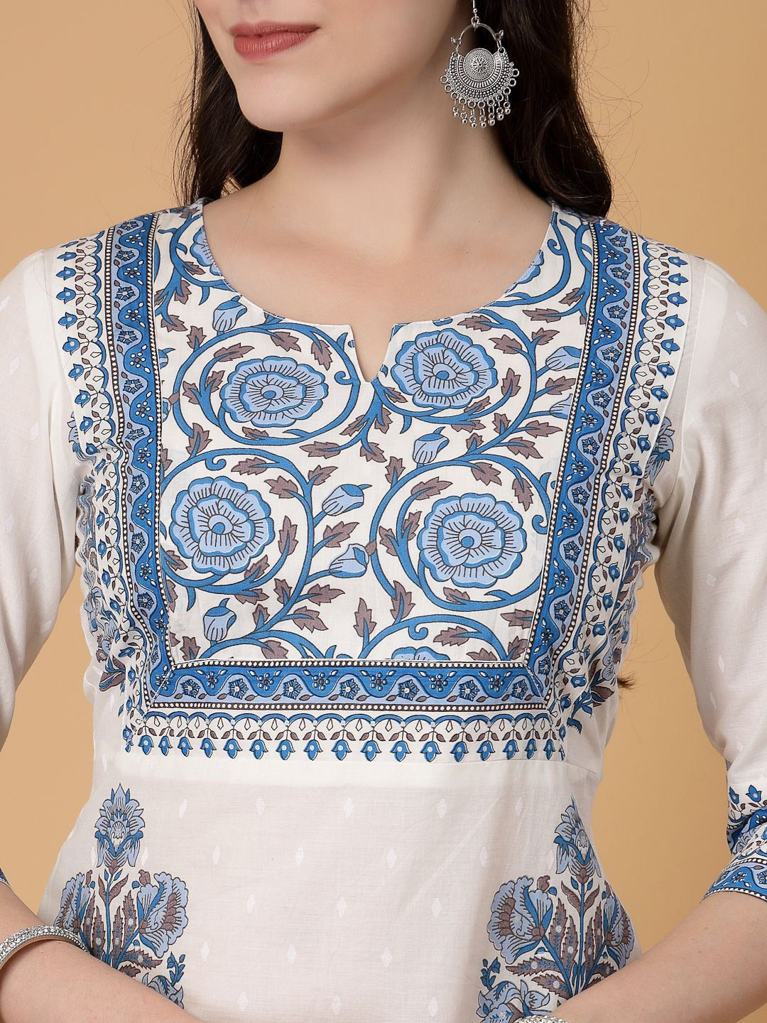 Azure Heirloom Hand-Block 100% Cotton Kurti