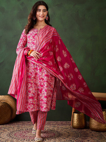 Rose Sangria Artisanal Cotton Suit Set