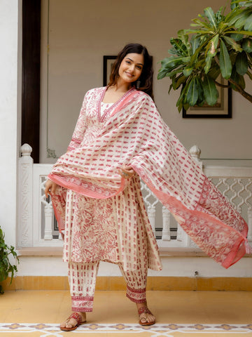 Dusty Rose Hand-Block Artisanal Ensemble