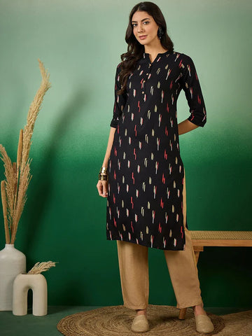 Midnight Onyx Artisan Rayon Kurti
