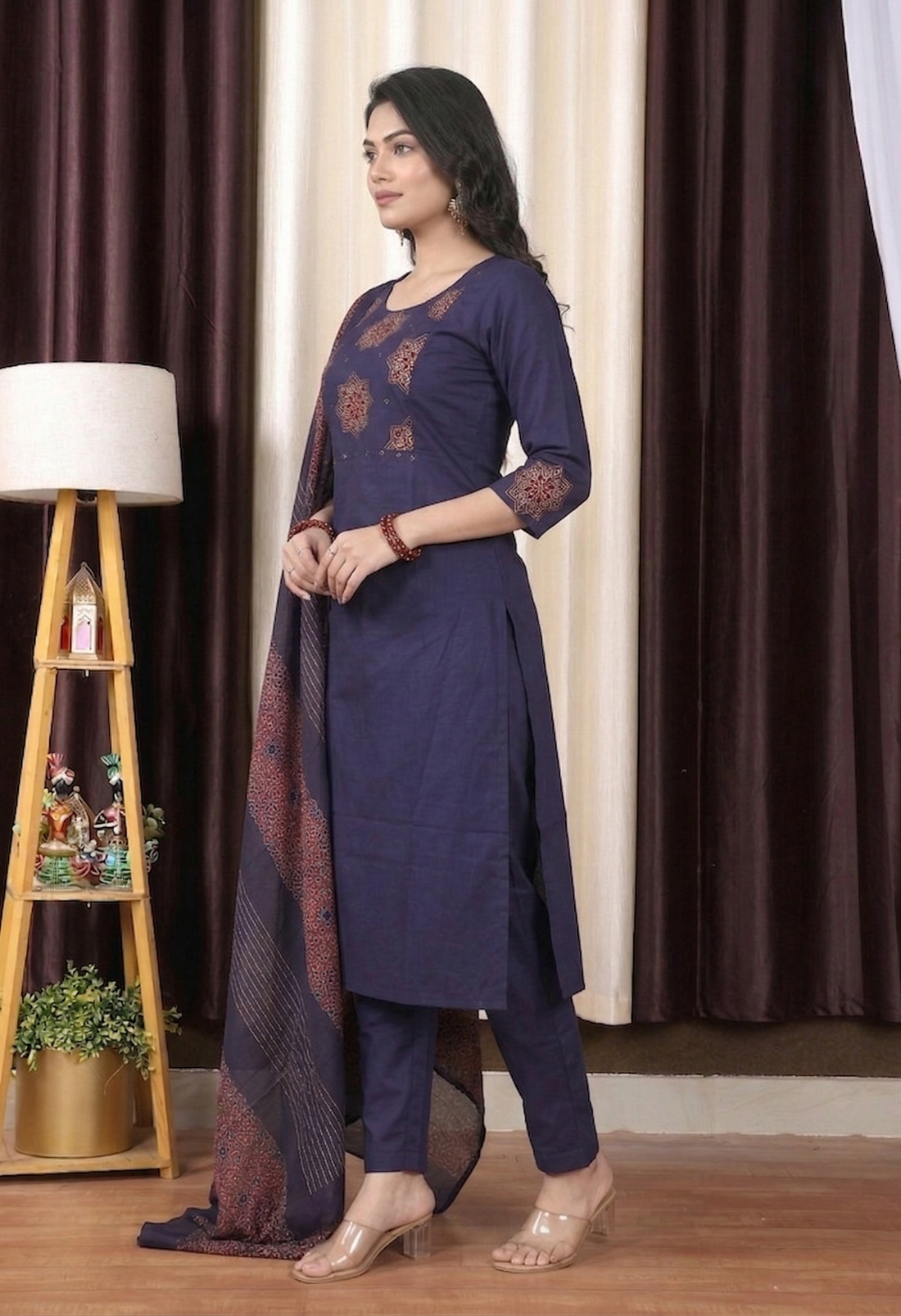 Midnight Royale Handcrafted Kurta Set with Statement Dupatta