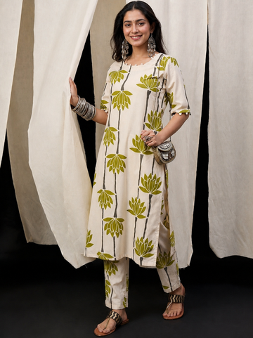 Rayon Printed Kurti Pant Set