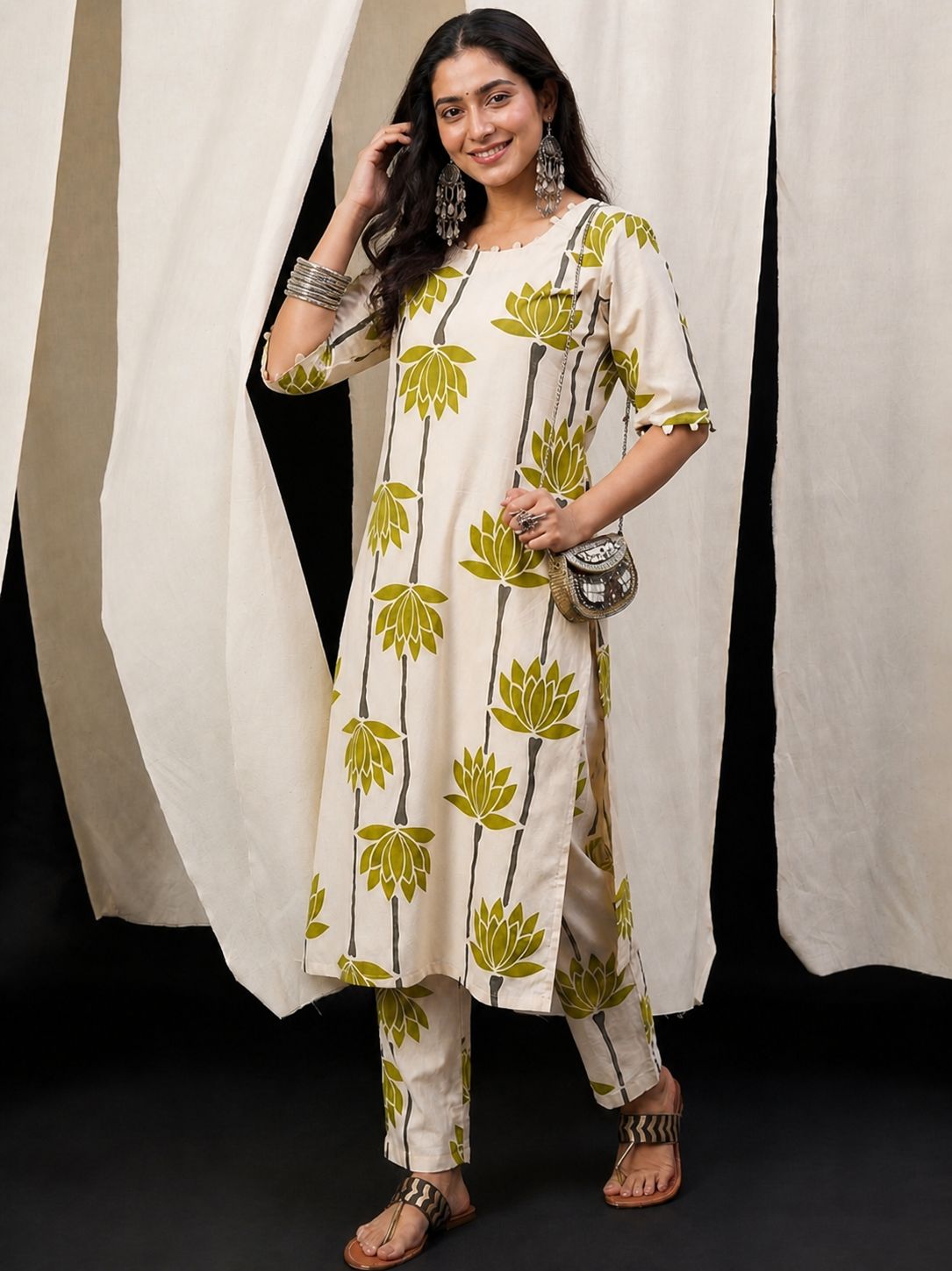 Rayon Printed Kurti Pant Set