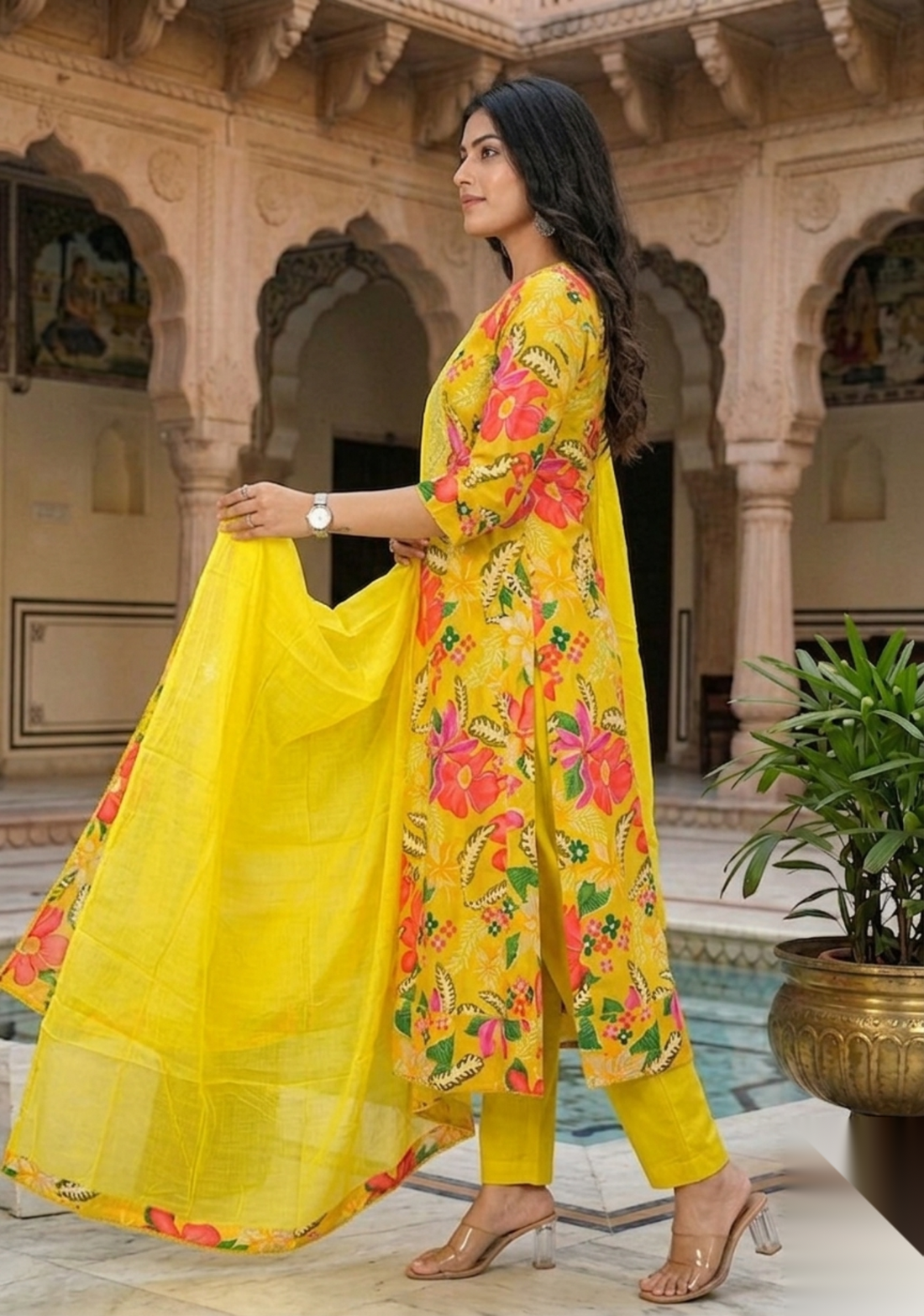 Gilded Marigold Tropical Hand-Embroidered Set