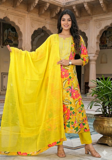 Gilded Marigold Tropical Hand-Embroidered Set